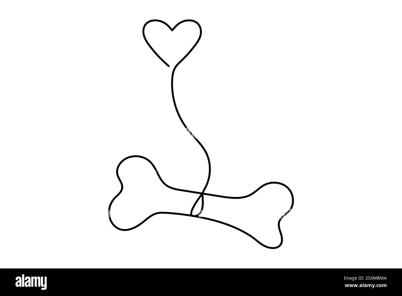 Die kontinuierliche Einzeilenzeichnung des Hundeknochens mit einfacher Konturvektorkonstruktion Stock Vektor