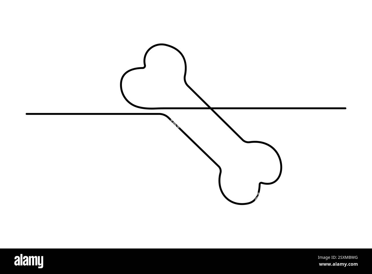 Die kontinuierliche Einzeilenzeichnung des Hundeknochens mit einfacher Konturvektorkonstruktion Stock Vektor