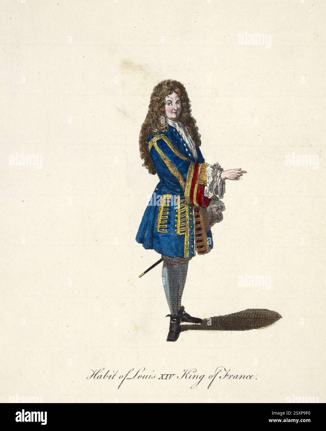 Historische Kleidung, Mode im Laufe der Zeit, Ludwig XIV., Ludwig XIV., 5. September 1638 - 1. September 1715, französischer Prinz aus dem Hause Bourbon und König von Frankreich und Navarra von 1643 bis zu seinem Tod, digital restaurierte Reproduktion eines Originals aus dem 18./19. Jahrhundert, exaktes Datum unbekannt, historische Kleidung, Mode im Laufe der Zeit, Ludwig XIV.,Ludwig XIV., 5. September 1638 - 1. September 1715, ein französischer Prinz aus dem Haus Bourbon und von 1643 bis zu seinem Tod König von Frankreich und Navarra, digital restaurierte Reproduktion einer Vorlage aus dem 18./19. Jahrhunder Stockfoto