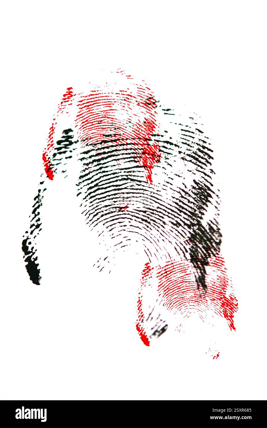 Abstract schwarzer und roter Fingerabdrücke Stockfoto