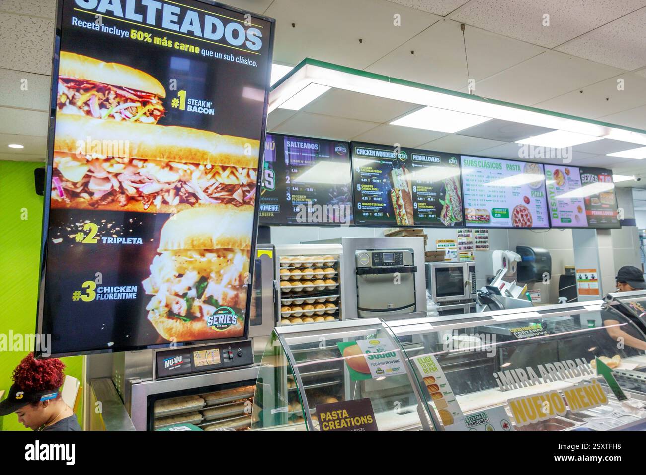 San Juan Puerto Rico, Viejo Old San Juan, Calle Marina, Pier 2, U-Bahn-Restaurant, Fast-Food-Kette, Sandwich-Shop, innen, digitales elektronisches Menü, Sa Stockfoto