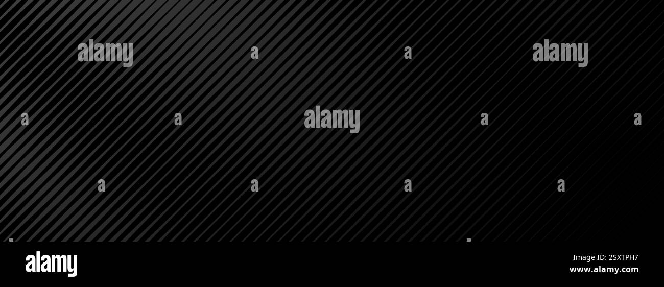 Schwarzer schräger gerader Hintergrund. Moderne, lineare abstrakte Tapete in dunklem Licht. Luxuriöse, gestreifte Farbverläufe. Grauer diagonaler Hintergrund für Präsentation, Flyer, Banner, Poster, Cover. Vektor Stock Vektor