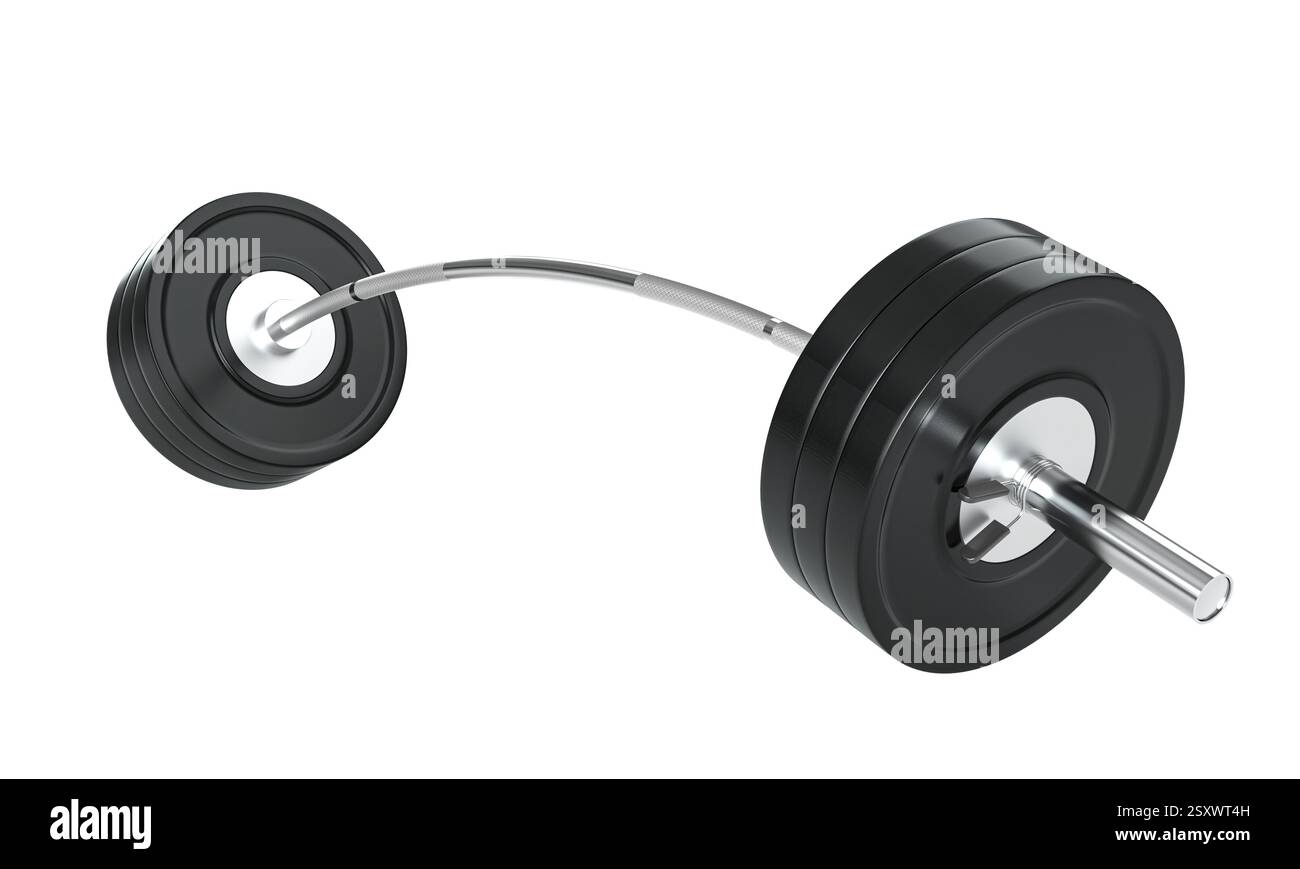 Langhantel für Gewichtheben mit Gewichten auf transparentem Hintergrund 3D Stockfoto