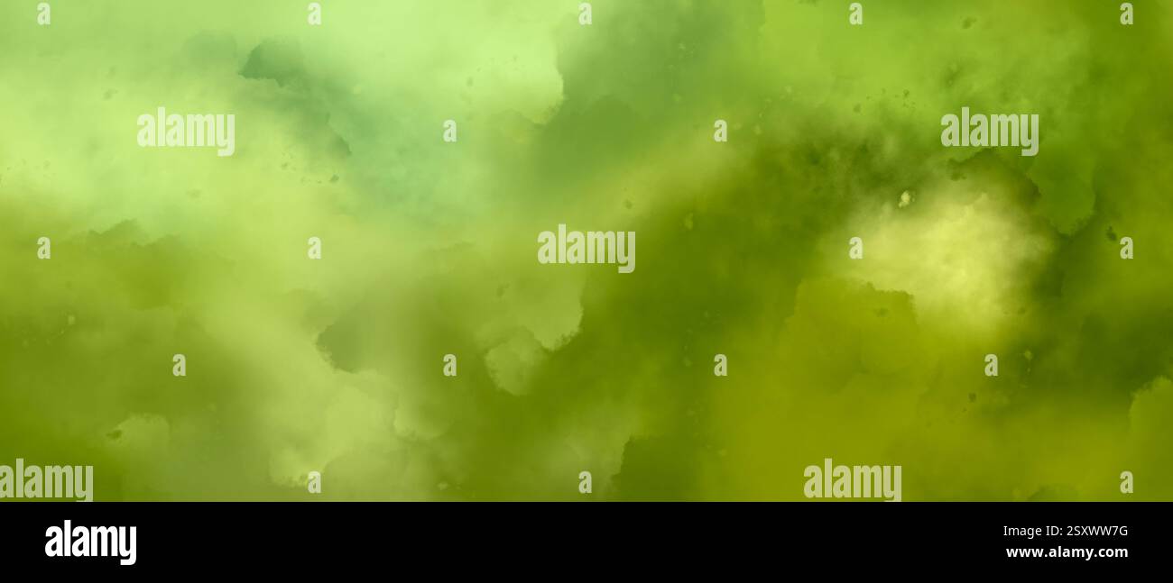 Hellgrüner gelber Hintergrund gemalt Farbverlauf Dampf Nebel Rauch Aquarell Textur abstrakt Frühling Sommer Ökologie Ökosystem Konzept Stockfoto