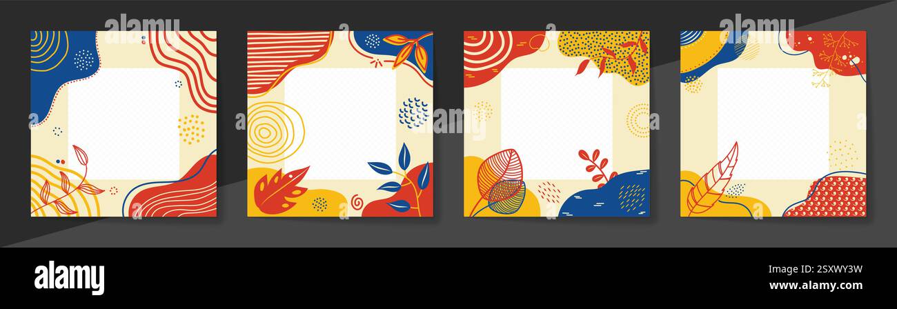 Asiatisch-amerikanischer und pazifischer Islander Heritage Month Moderne abstrakte Social Media Post Template Hintergrund. Grafik Des Karussells „Möglicherweise Bewusstsein“. 4 Set Mit Blumenmuster Stock Vektor