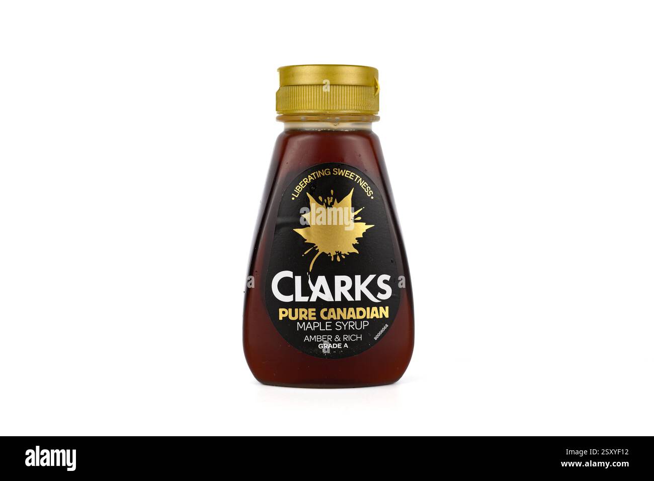 Clarks Pure Canadian Maple Sirup – Wales, Großbritannien – 18. Februar 2025 Stockfoto