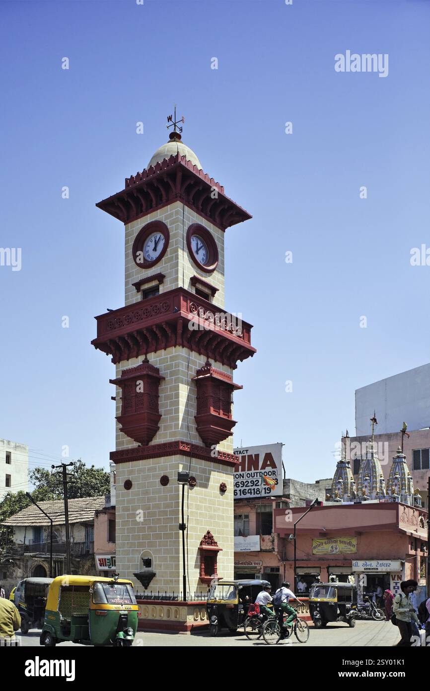 Pancheshwar Uhrturm, Jamnagar, Saurashtra, Gujarat, Indien, Asien Stockfoto