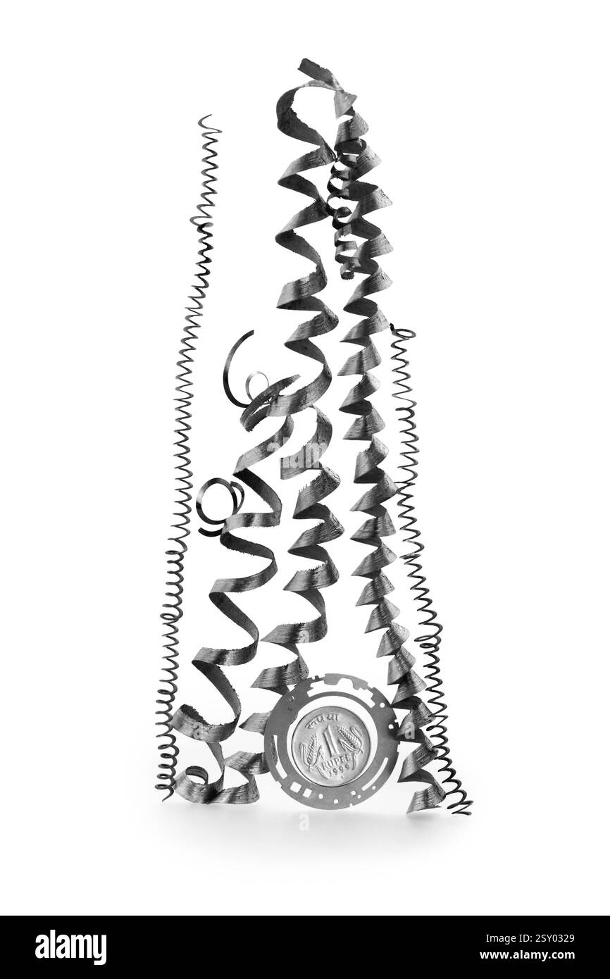 Auswuchten von Metallspänen, Indien, Asien Stockfoto