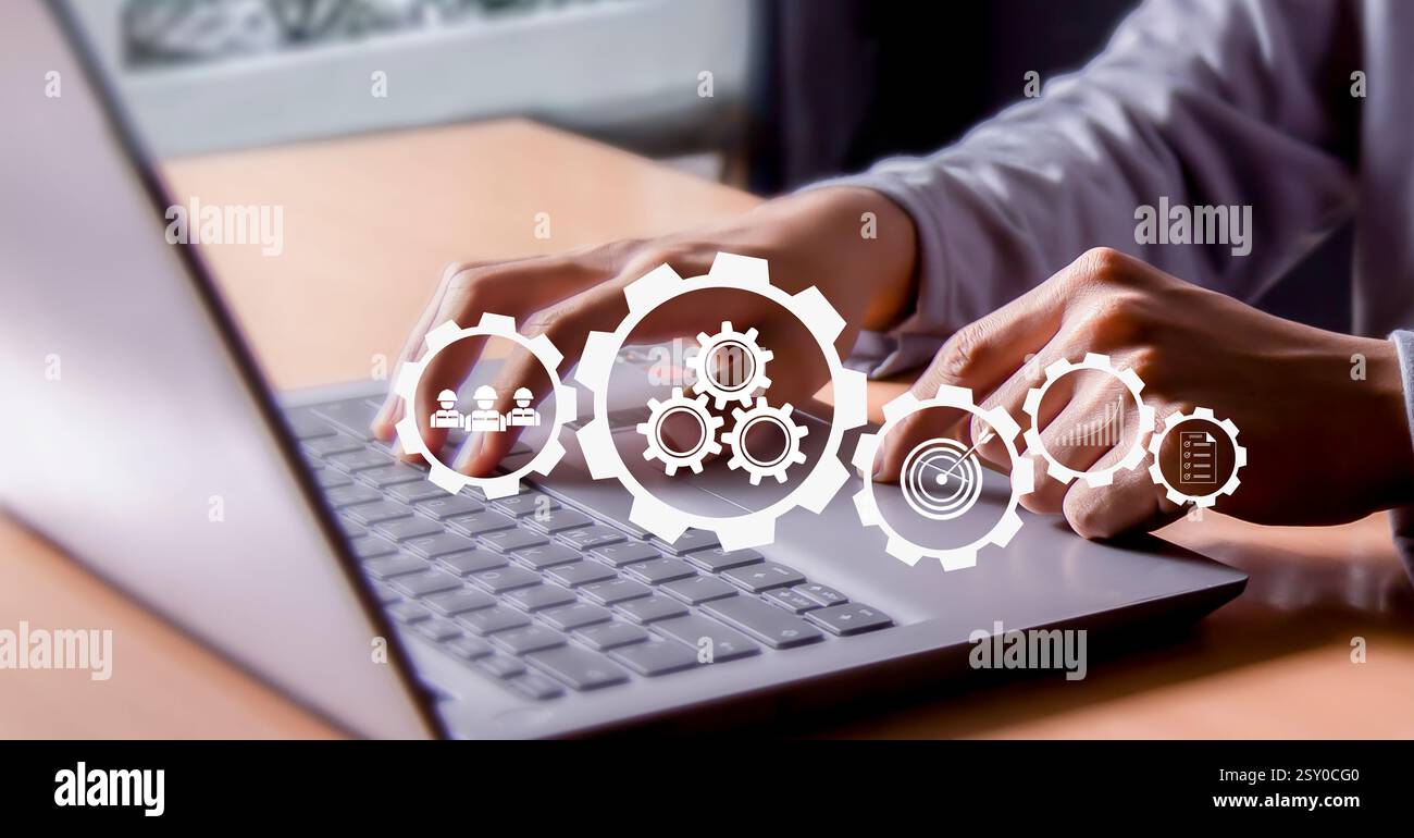 Automatisierung Workflow Optimierung Ideen industrielle Geschäftsprozesse Markieren Stockfoto