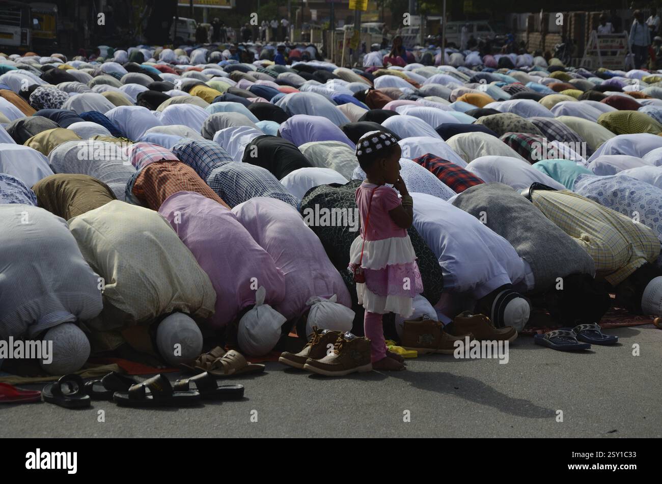 Menschen beten Namaz Eid Festival, Jodhpur, Rajasthan, Indien, Asien Stockfoto
