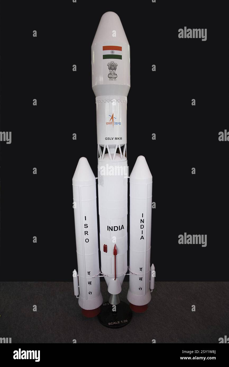 ISRO Rakete Modelle, Mumbai, Maharashtra, Indien, Asien Stockfoto
