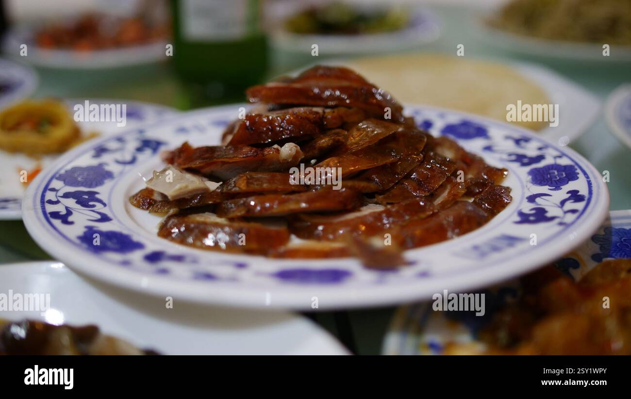 Peking-Ente auf Teller Stockfoto
