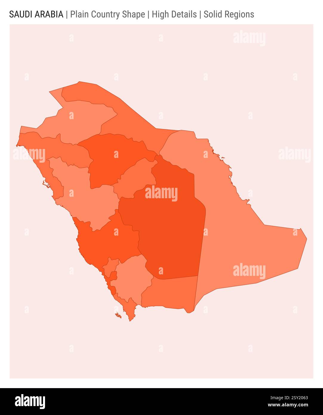 Saudi-Arabien einfache Länderkarte. Hohe Details. Stil für Volumenkörperbereiche. Die Form Saudi-Arabiens. Vektorabbildung. Stock Vektor