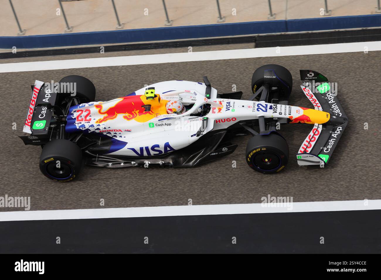 22 TSUNODA Yuki (JAP), Visa Cash App RB F1 Team VCARB02 während der Formel 1 Aramco Vorsaisontests 2025 der FIA Formel 1 Weltmeisterschaft 2025 vom 26. Bis 28. Februar 2025 auf dem Bahrain International Circuit in Sakhir, Bahrain - Foto / DPPI Stockfoto