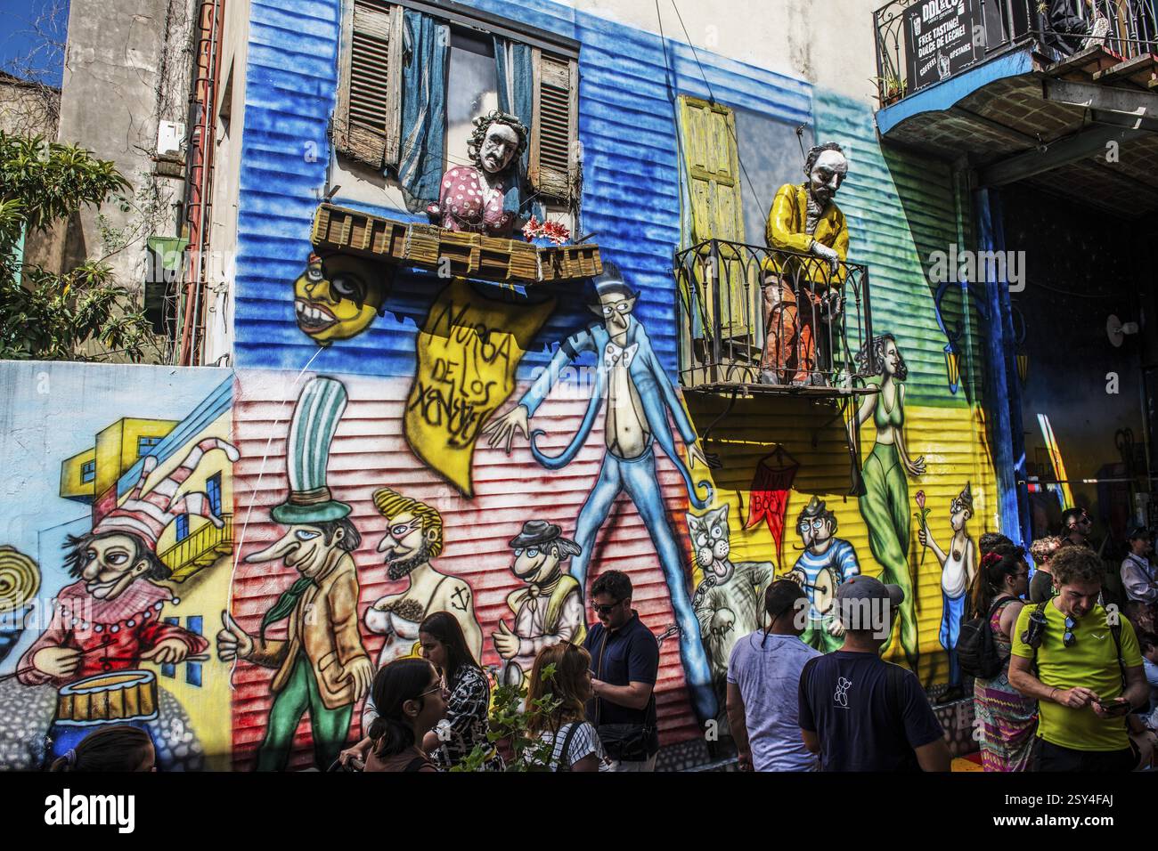 Graffiti in El Caminito, La Boca, Buenos Aires, Argentinien, Südamerika Stockfoto