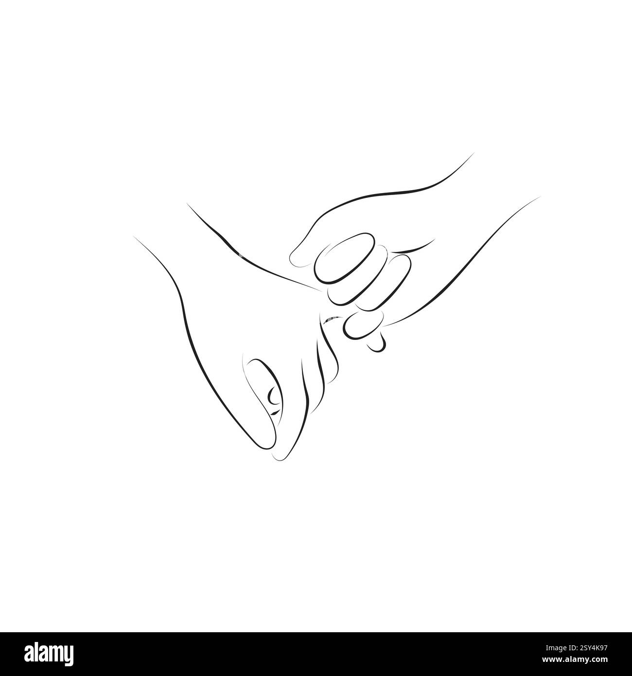 Hände, die mit kleinem Finger halten, was ein Versprechen Illustration Vektor Hand gezeichnet mit schwarzen Linien isoliert auf weißem Hintergrund Stock Vektor
