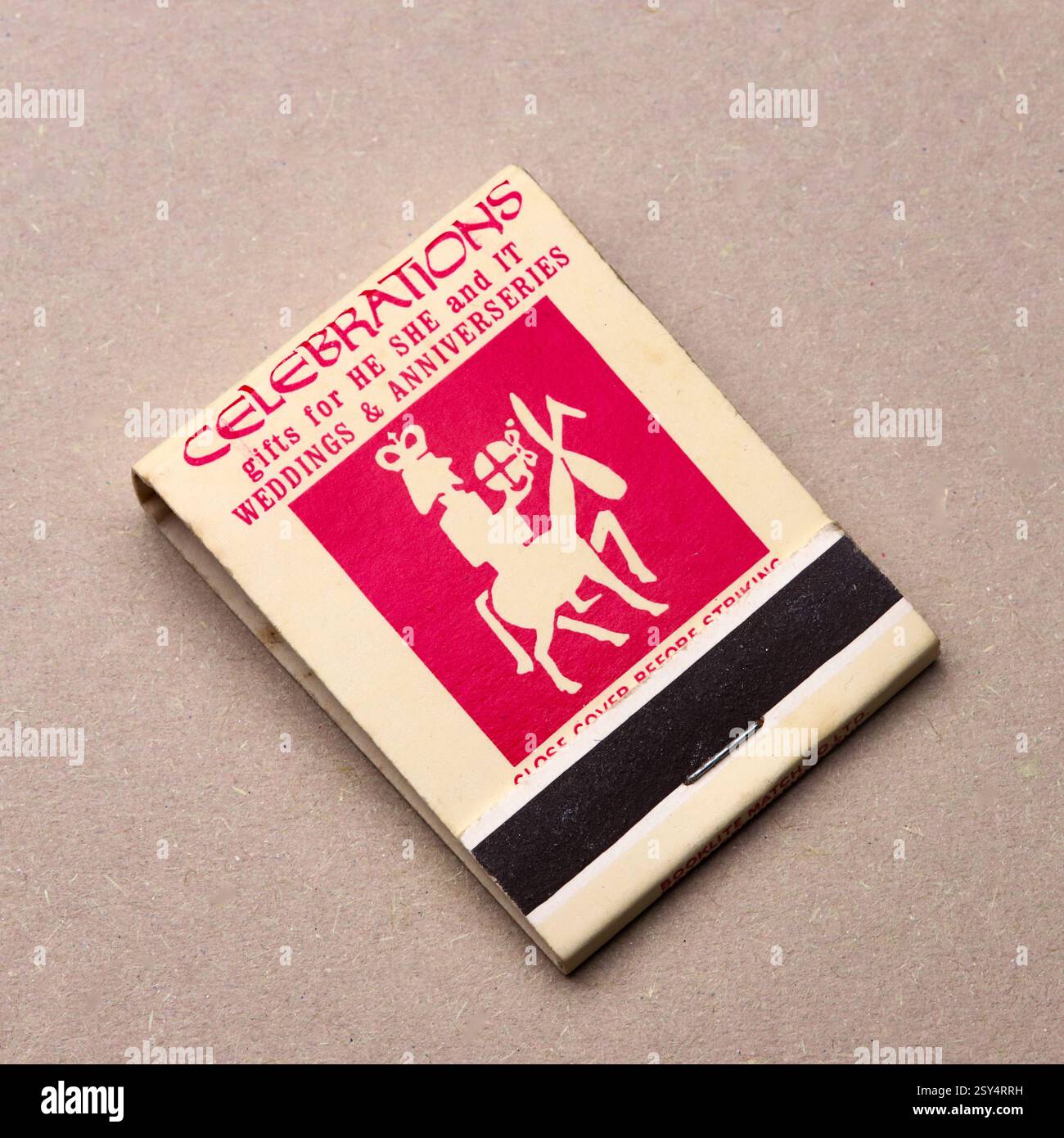 Feierlichkeiten 1960er Jahre Streichholzbuch. Stockfoto