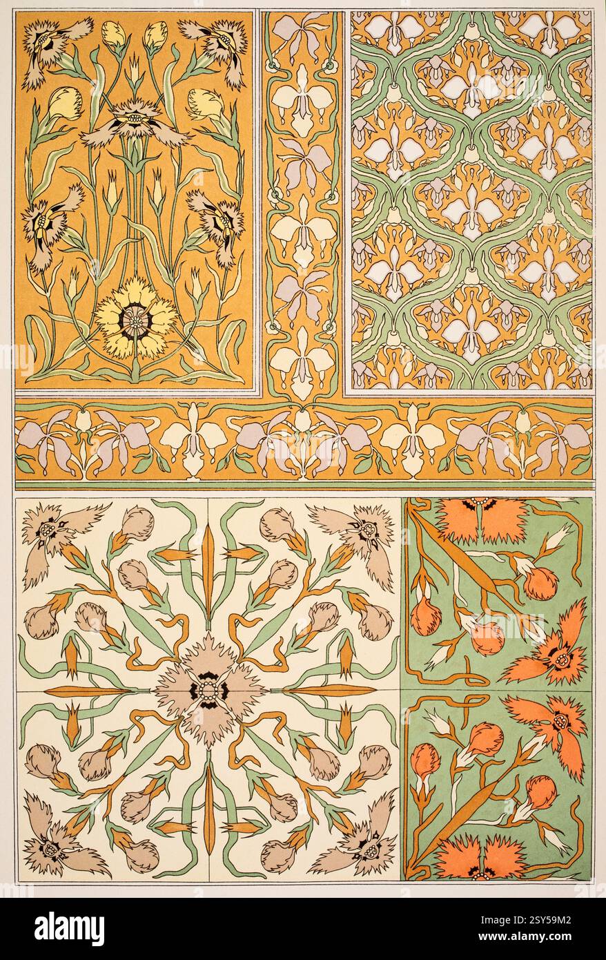 Moderne Ornamentik Flachmuster des niederländischen Künstlers Jan Bertus Heukelom aus Dekorative Vorbilder VII, 1897 Stockfoto