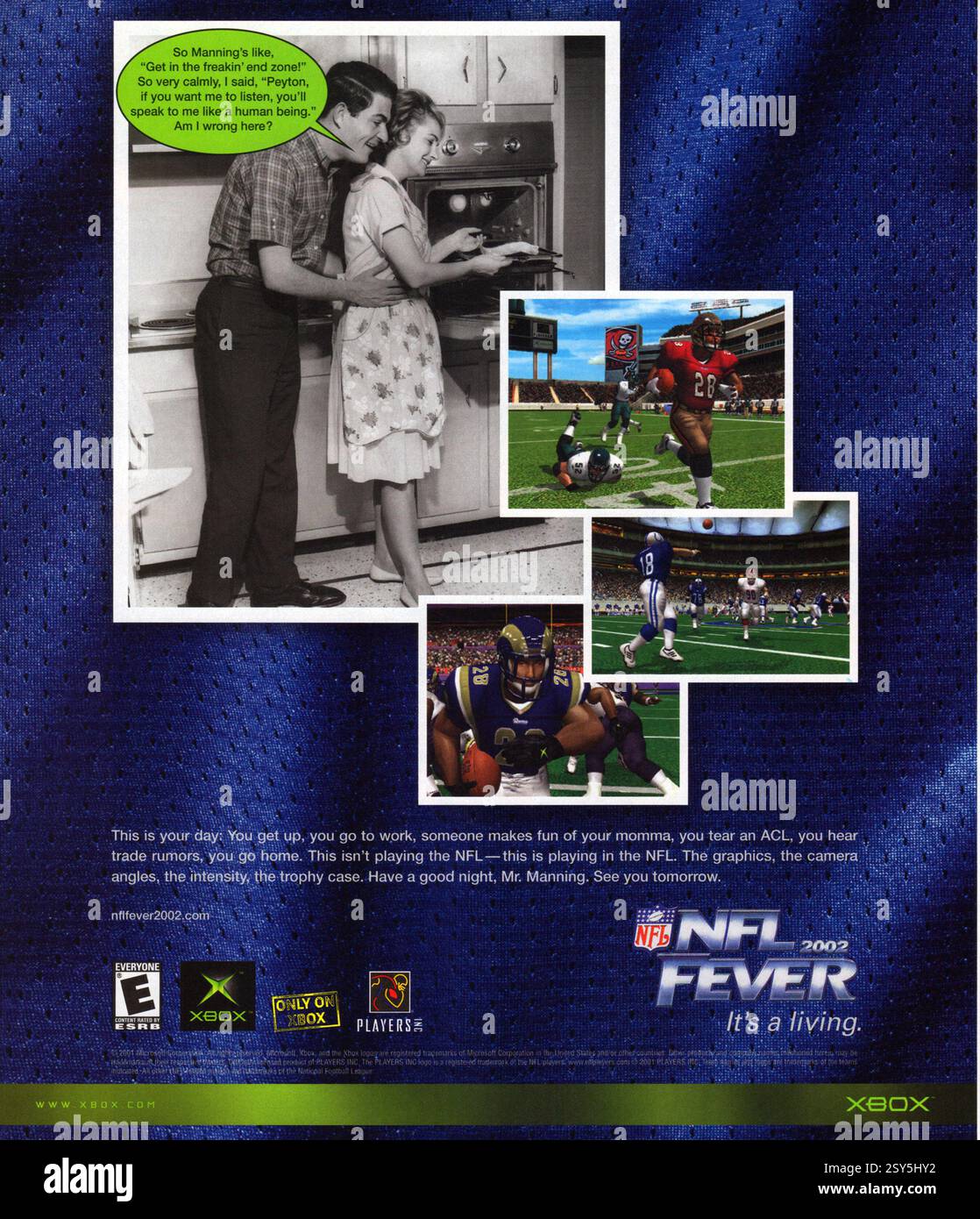 2001 Werbung für das Videospiel NFL Fever 2002 Xbox American Football von Microsoft Game Studios Stockfoto