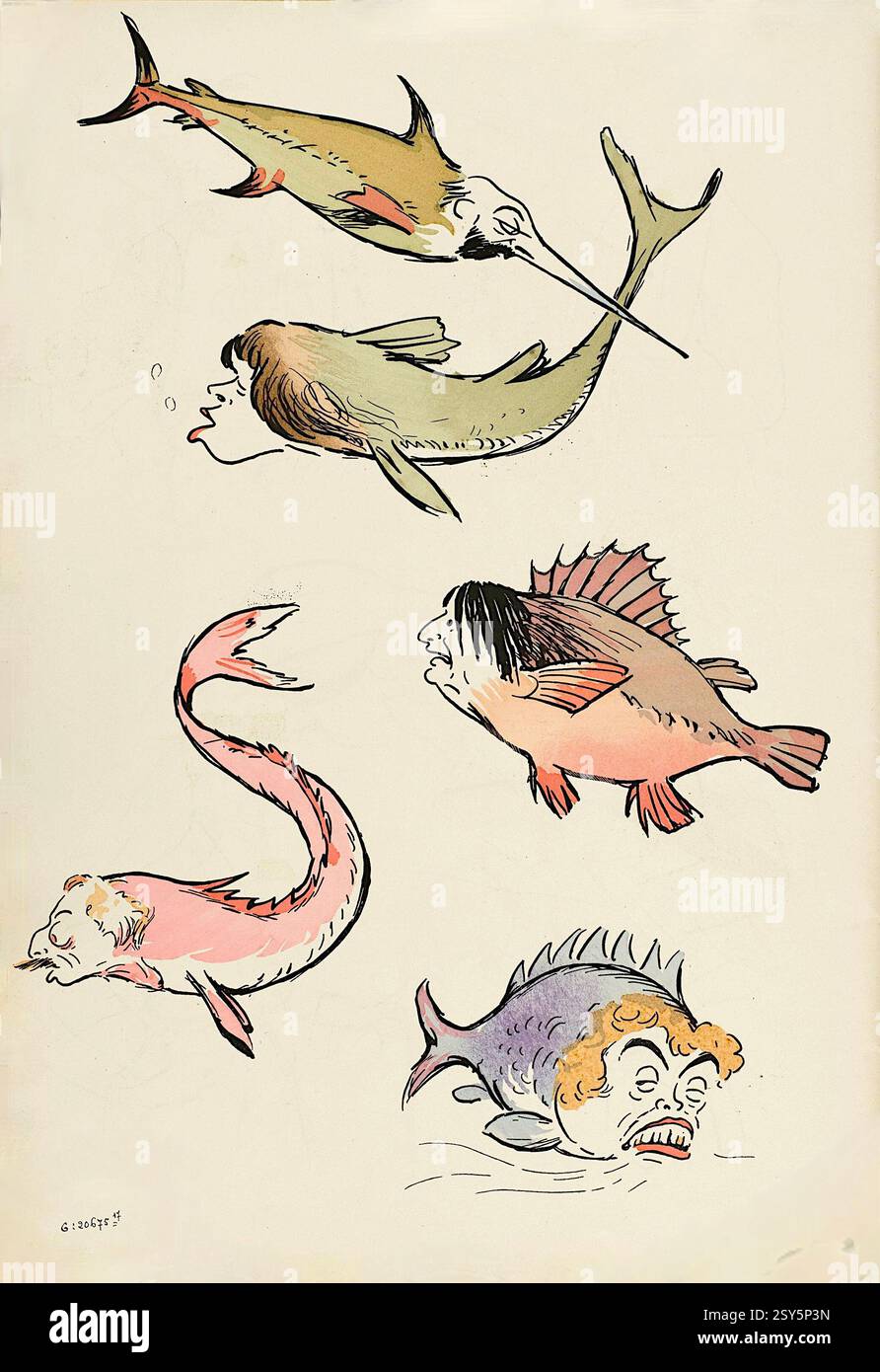 Georges Goursat (SEM) - fünf Karikatuen im Getränk - 1912 Stockfoto