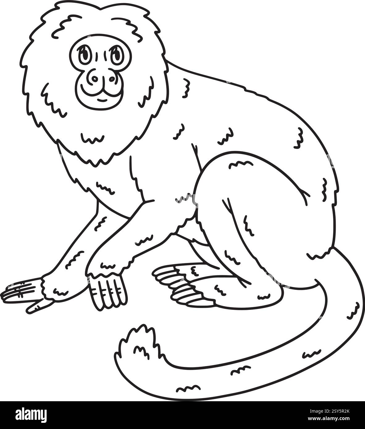 Goldener Löwe Tamarin Monkey Isolierte Malseite Stock Vektor