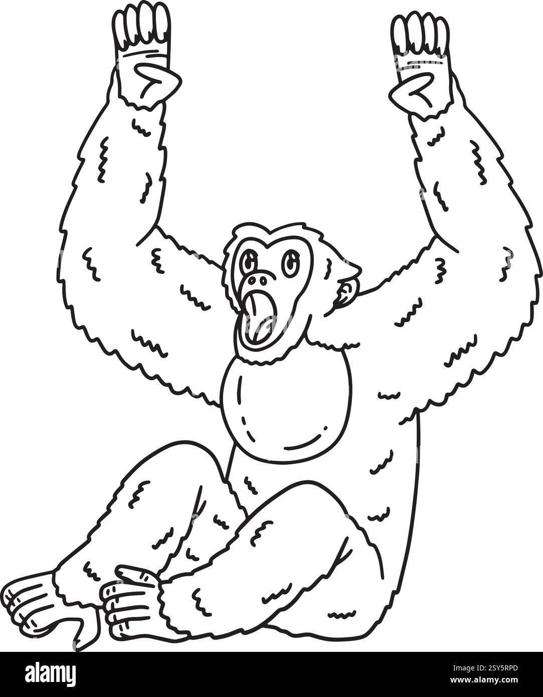 Siamang Affentier Isoliert Ausmalseite Stock Vektor