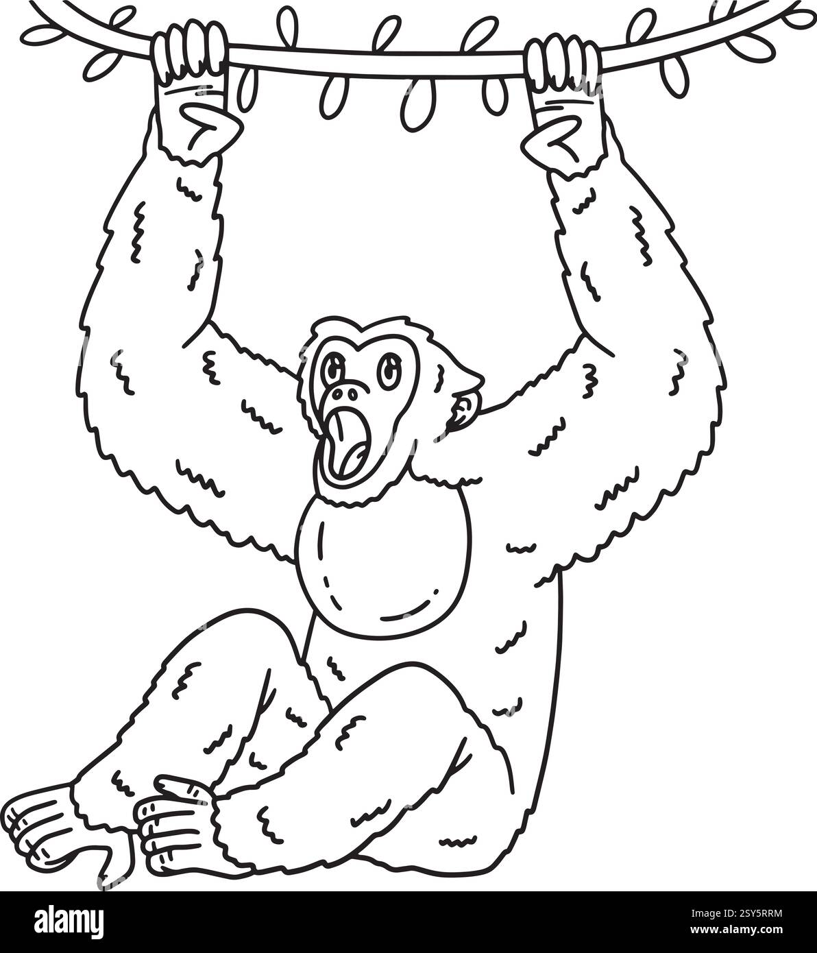 Siamang-Affentier schwingen auf einem Baum isoliert Stock Vektor