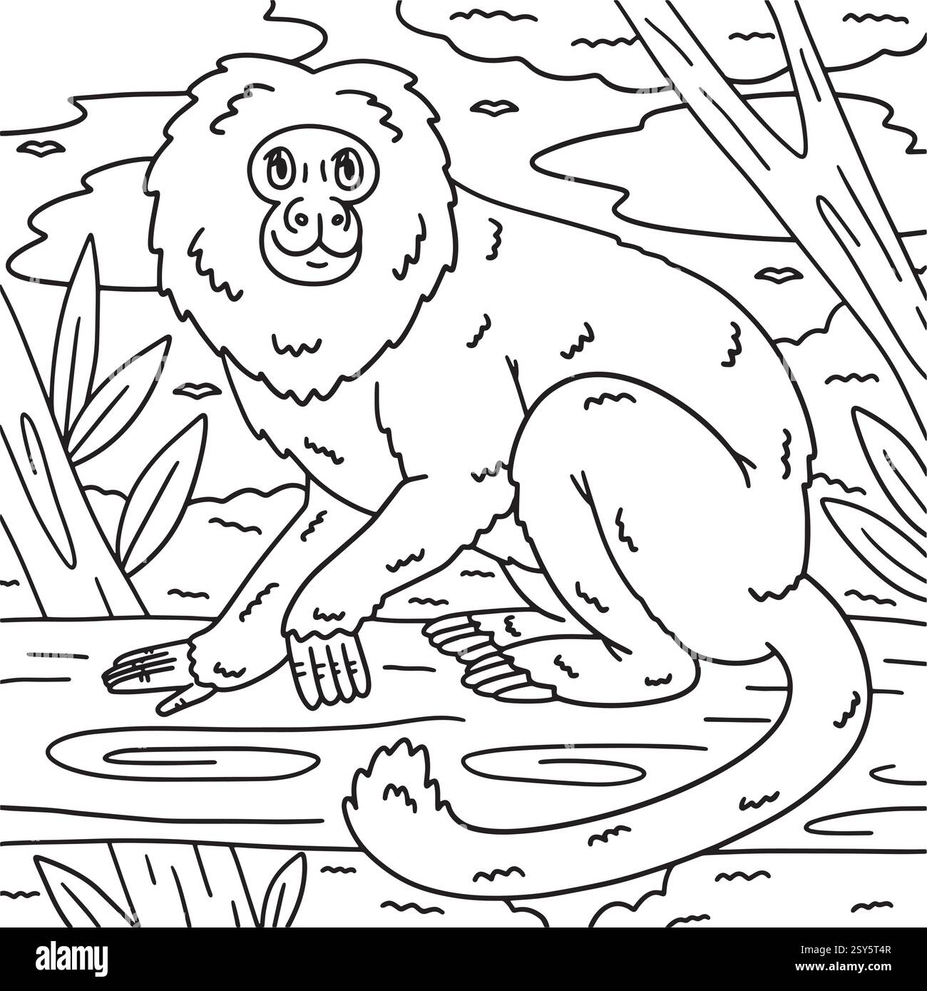 Goldener Löwe Tamarin Monkey Malseite für Kinder Stock Vektor