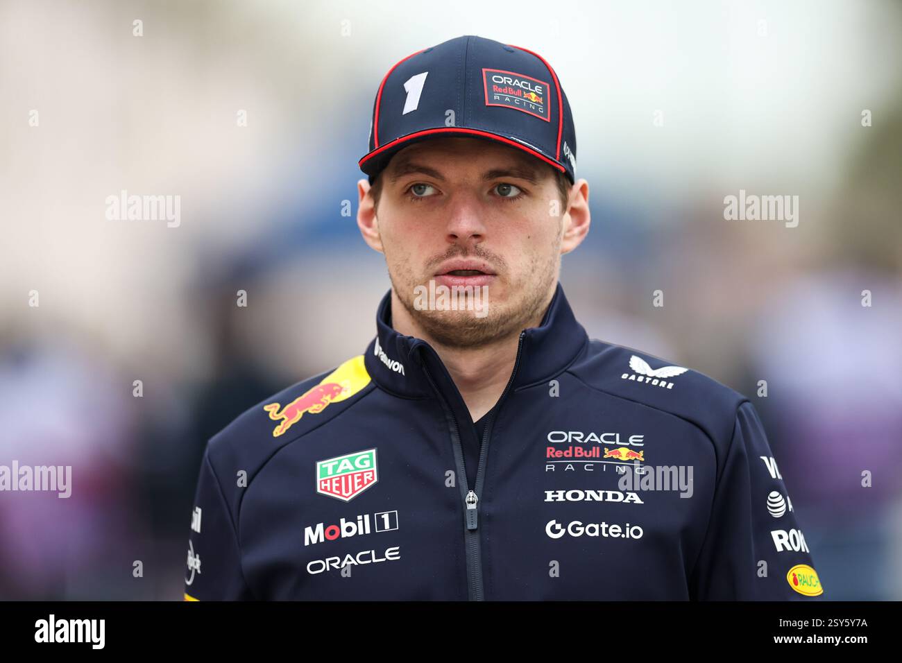 BAHRAIN, BAHRAIN - 27. FEBRUAR: Max Verstappen aus den Niederlanden und Oracle Red Bull Racing am zweiten Tag der F1-Tests auf dem Bahrain International Circuit am 27. Februar 2025 in Bahrain, Bahrain. (Foto: Qian Jun/Alamy Live News) Stockfoto