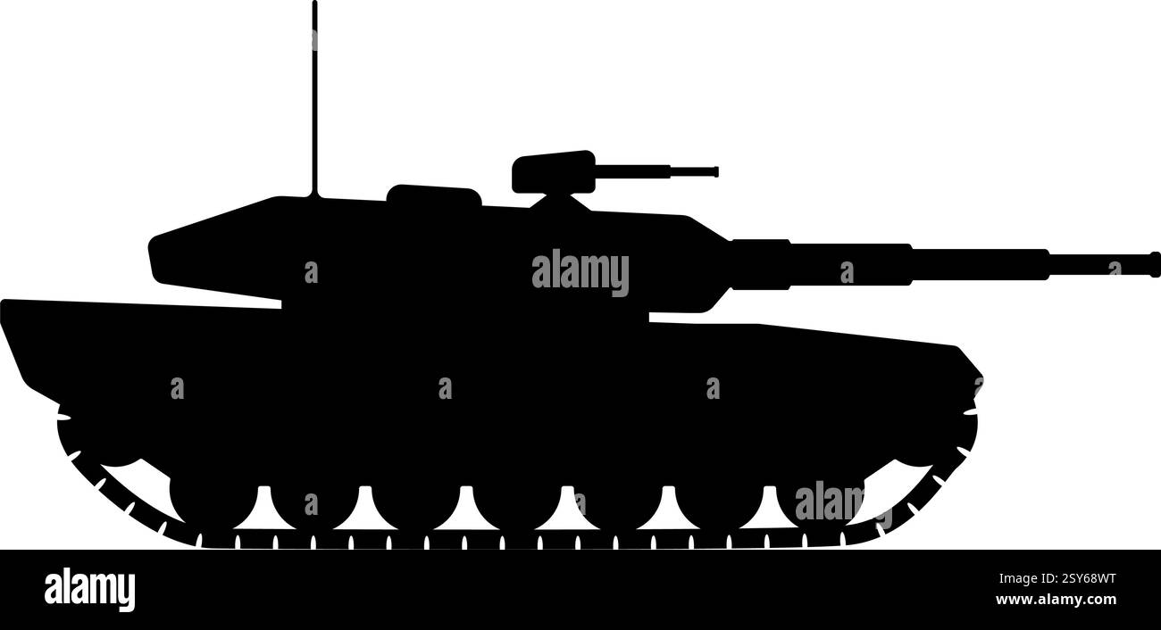 Profilansicht einer modernen Tanksilhouette. Vektorabbildung Stock Vektor