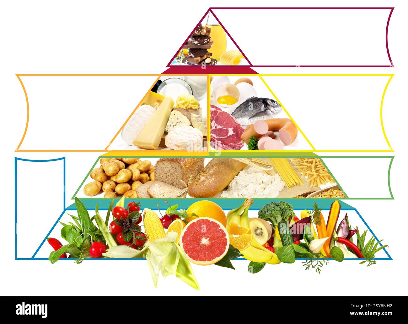 Lebensmittelpyramide - Moderne Gesunde Ernährungspyramide Stockfoto
