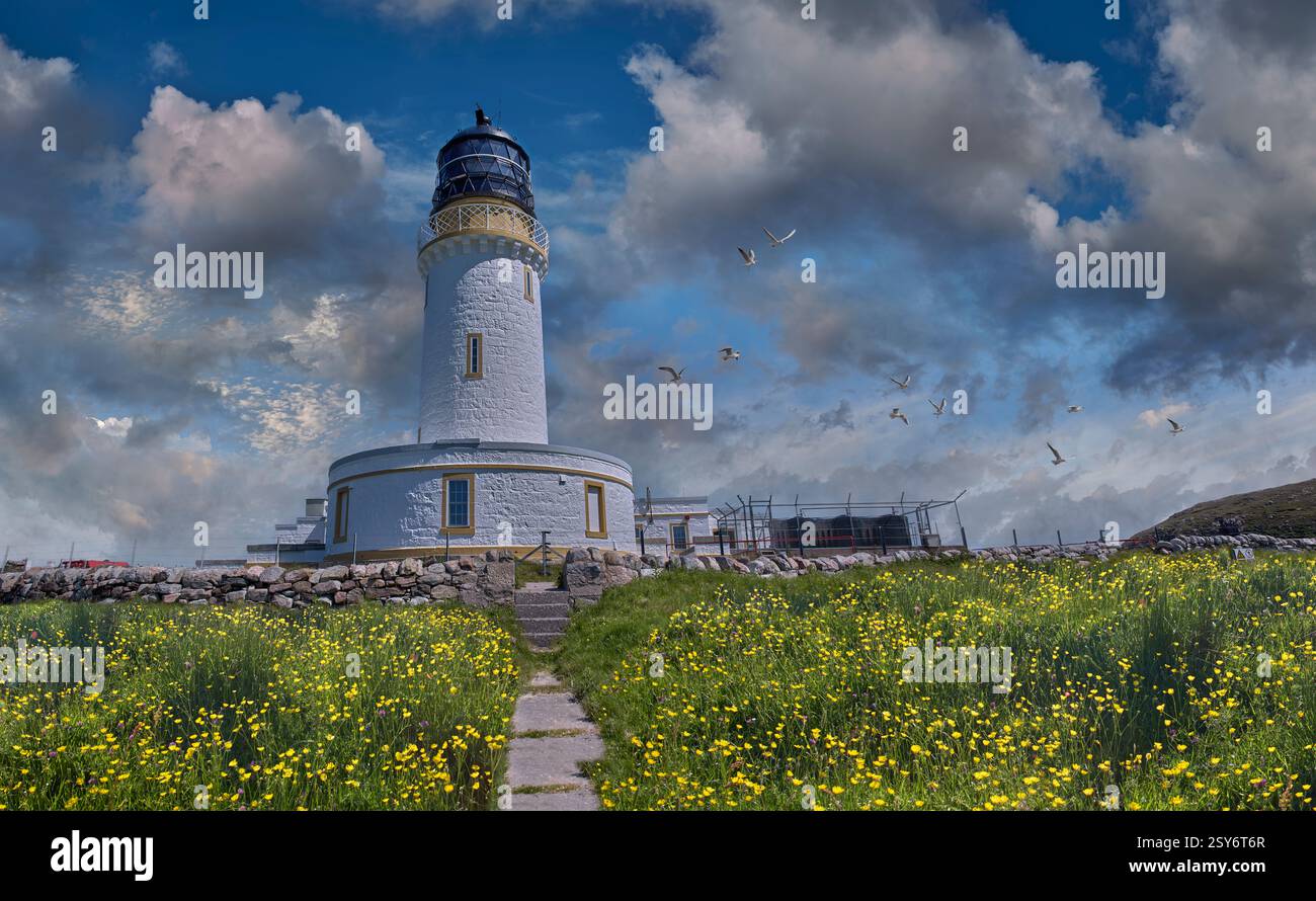 Am Meer - Cape Wrath Lighthouse, Sutherland Scotland. - Farbdruck von paul E Williams. Cape Wrath Lighthouse in Cape Wrath wurde 1828 gebaut Stockfoto