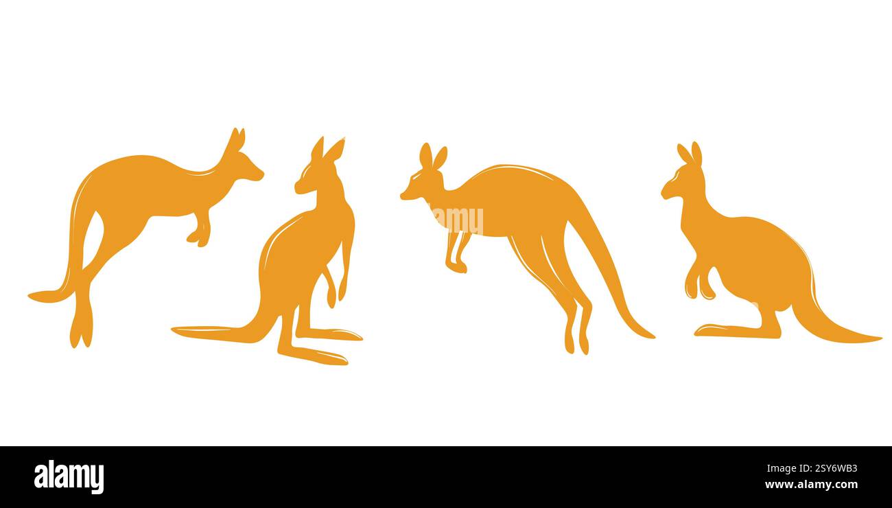Vektorsatz von Känguru-Silhouetten. Australische süße Beuteltiere Stock Vektor