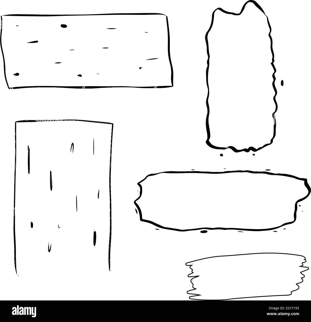 Grafische Linie Tintenkonturen Rahmen Set, Vektor flach abstrakter Hintergrund für Text. Konstruktionselement. Form der Kästen. Stock Vektor