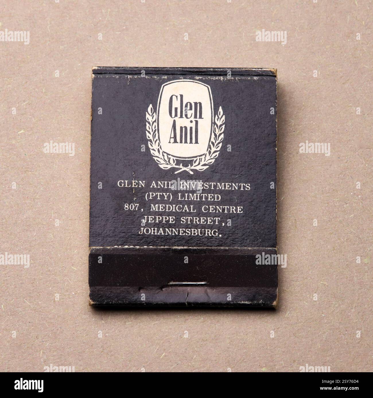 Glen Anil Investments, Streichholzbuch aus den 1960er Jahren. Stockfoto