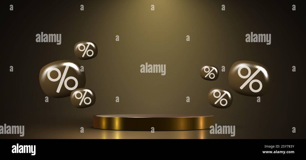 Podium mit Rabattangebot. Zusammensetzung des Sonderangebots. Vektorillustration Stock Vektor