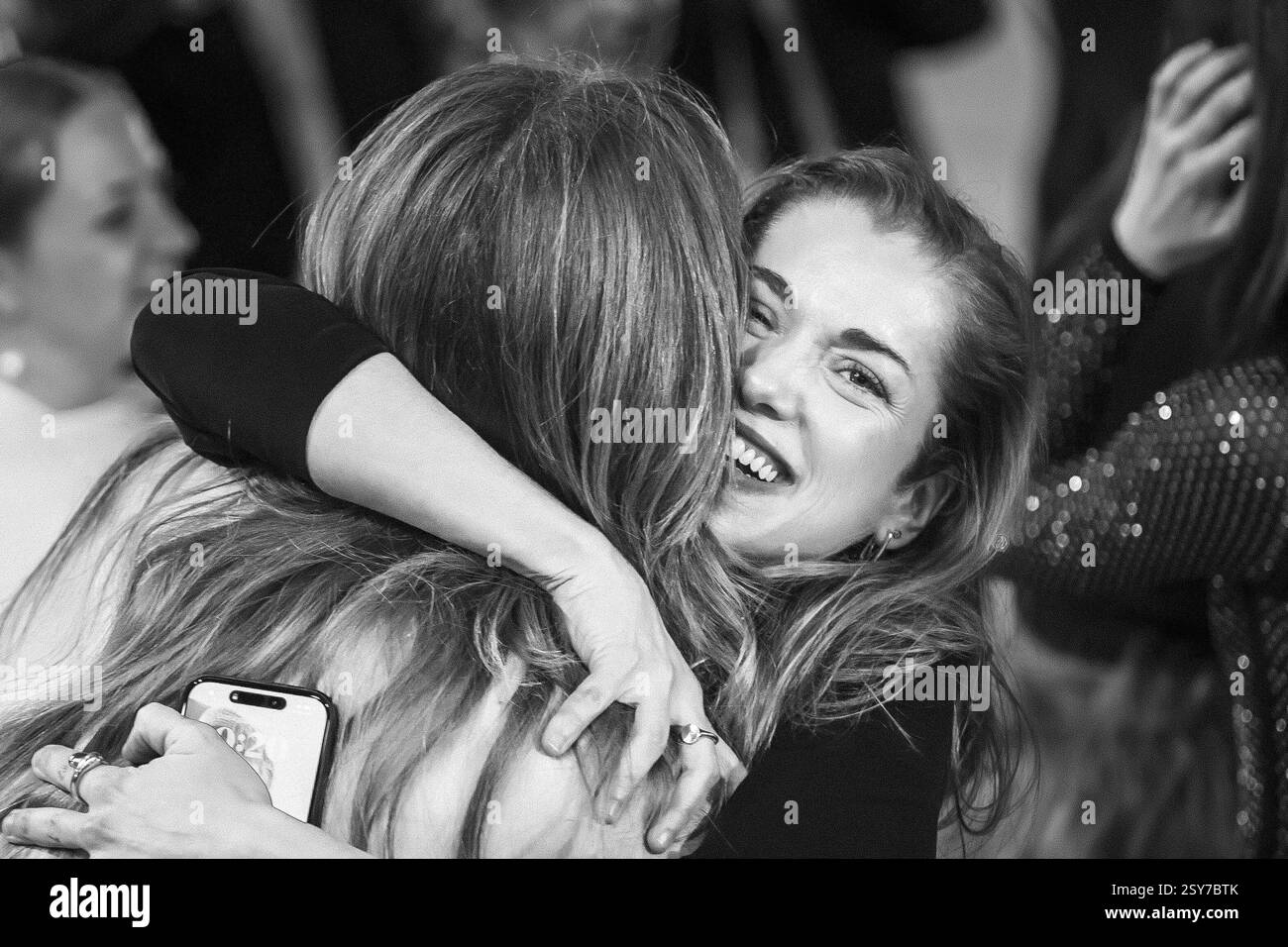 Pontevedra, Spanien. Januar 2025. María Zamora, nachdem er den Feroz Award für den besten Theaterfilm für „Salve María“ bei den Feroz Awards 2025 im Rec gewonnen hatte Stockfoto