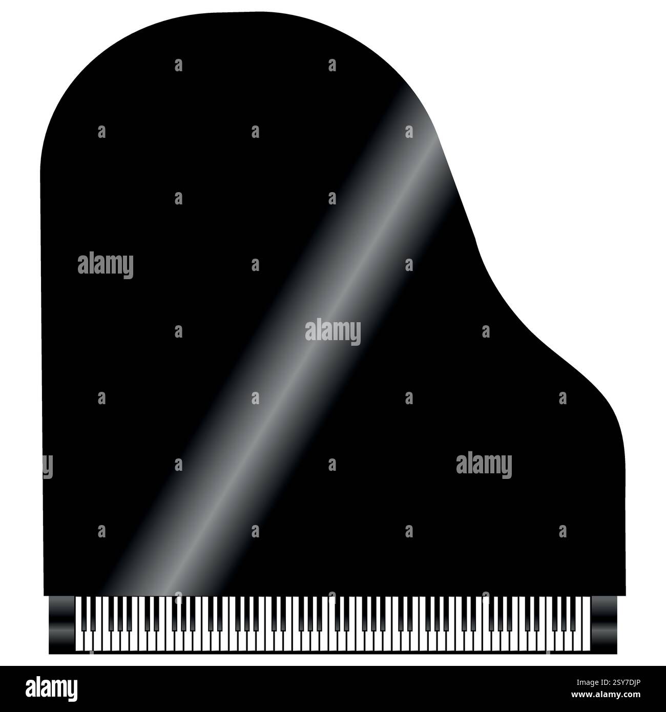 Schwarzer Flügel von oben, klassisches Musikinstrument isoliert auf weißem oder weißem Hintergrund Stock Vektor