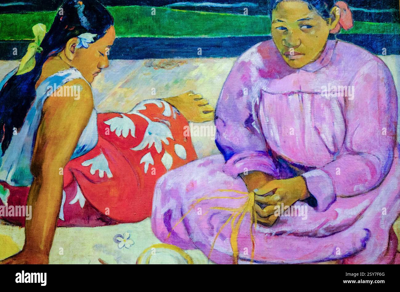 Tahitische Frauen (Frau aus Tahiti oder am Strand), Paul Gauguin, 1891 Oleo sobre lienzo, Postimpresionismo, Museo de Orsay, Paris, Frankreich Stockfoto
