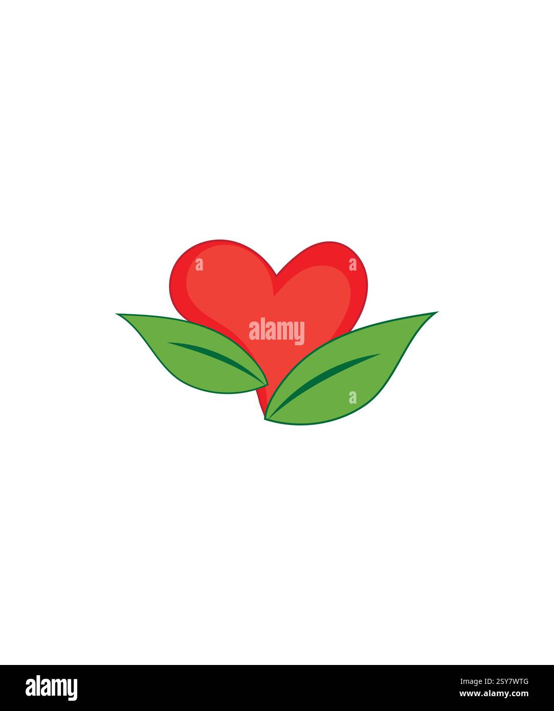 Herz-Blatt-Logo, rotes Herz-Natur-Logo, Vektor-Illustration Stock Vektor