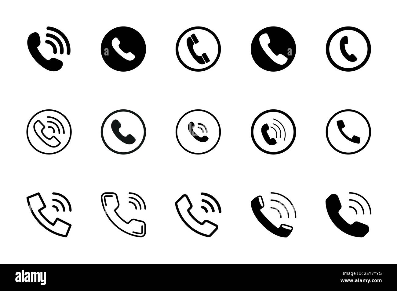 Anrufsymbol Set isolierte Leitung Vektor-Illustration Stock Vektor