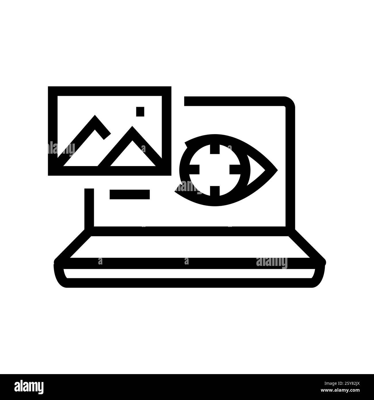 Computer Vision Symbol mit schwarzer Linie Stock Vektor