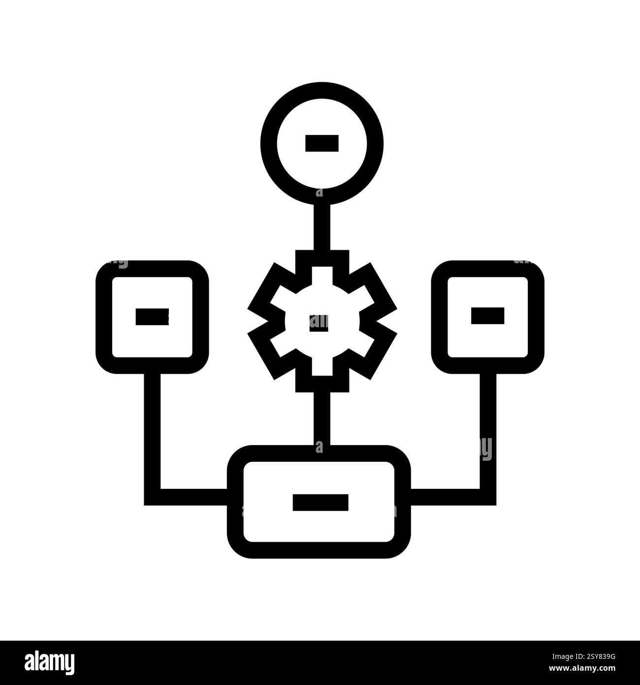 Symbol für schwarze Linie des neuronalen Netzes des Algorithmus Stock Vektor