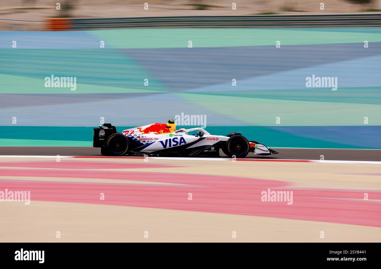 22 TSUNODA Yuki (JAP), Visa Cash App RB F1 Team VCARB02 während der Formel 1 Aramco Vorsaisontests 2025 der FIA Formel 1 Weltmeisterschaft 2025 vom 26. Bis 28. Februar 2025 auf dem Bahrain International Circuit in Sakhir, Bahrain - Foto / DPPI Stockfoto