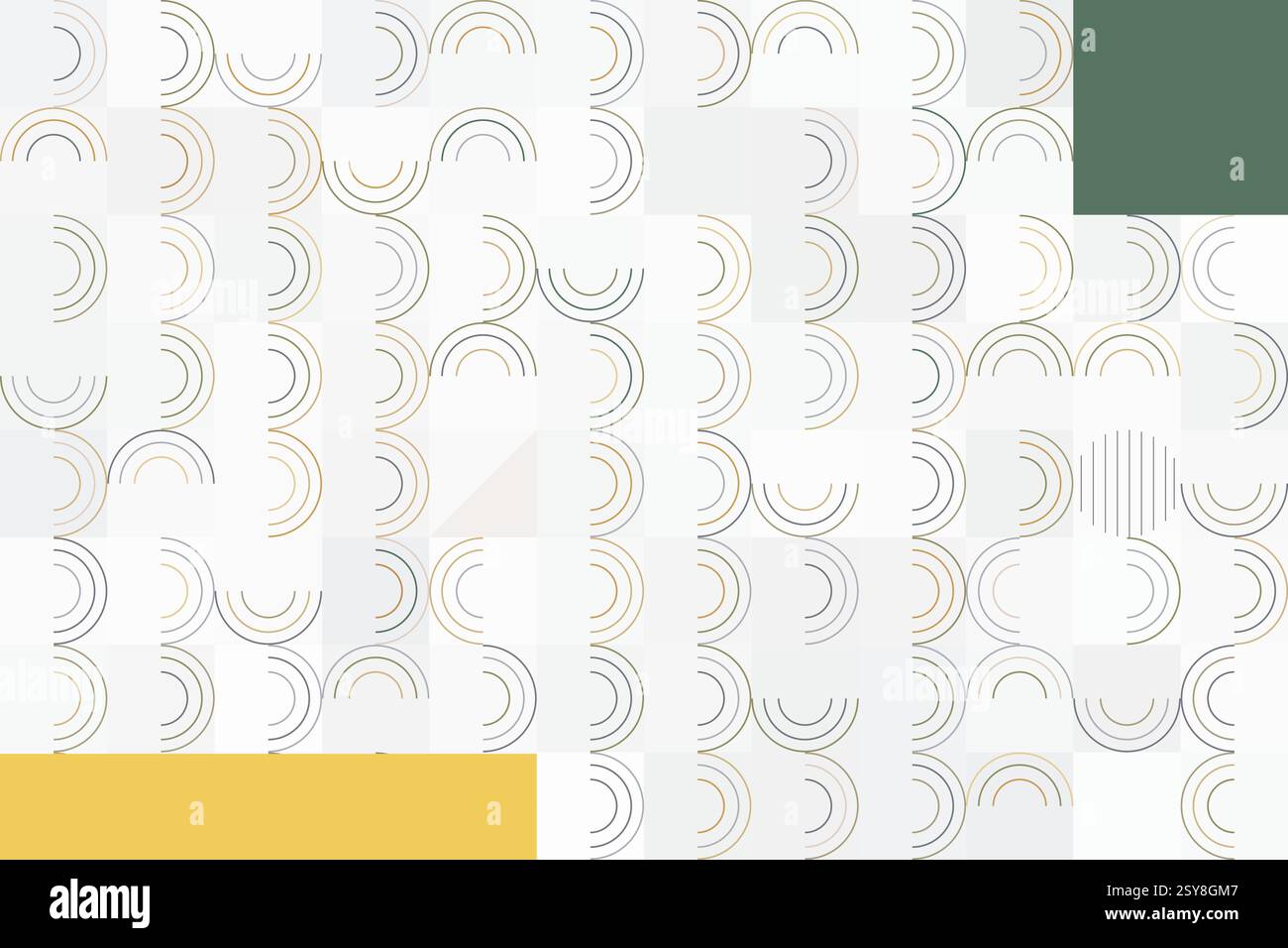 Zeitgenössisches Muster mit gekrümmten Linien und geometrischen Blöcken in stumpfen Farben Stock Vektor