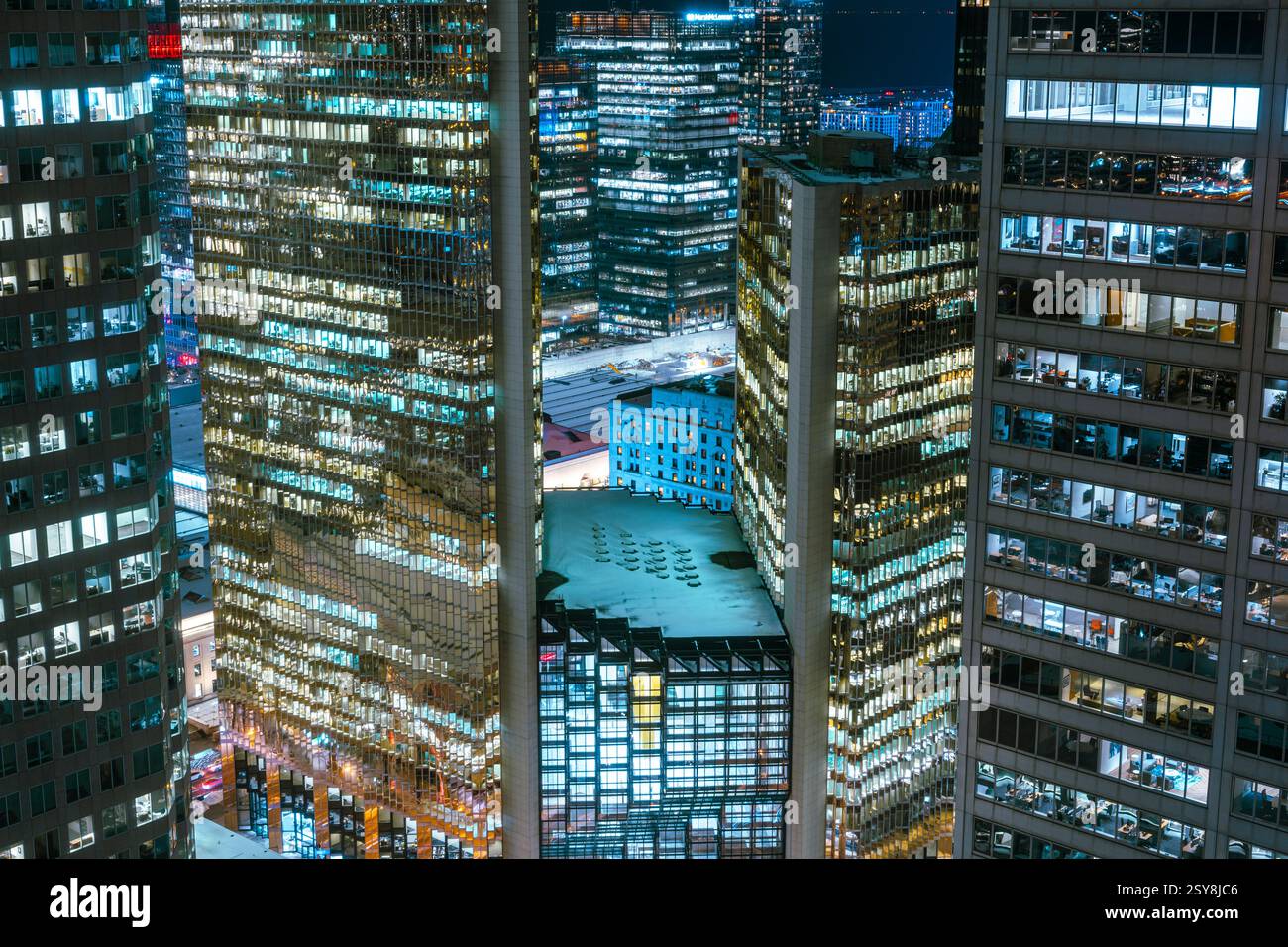 Kanada, Ontario, Toronto, Royal Bank Plaze bei Nacht aus der Vogelperspektive Stockfoto