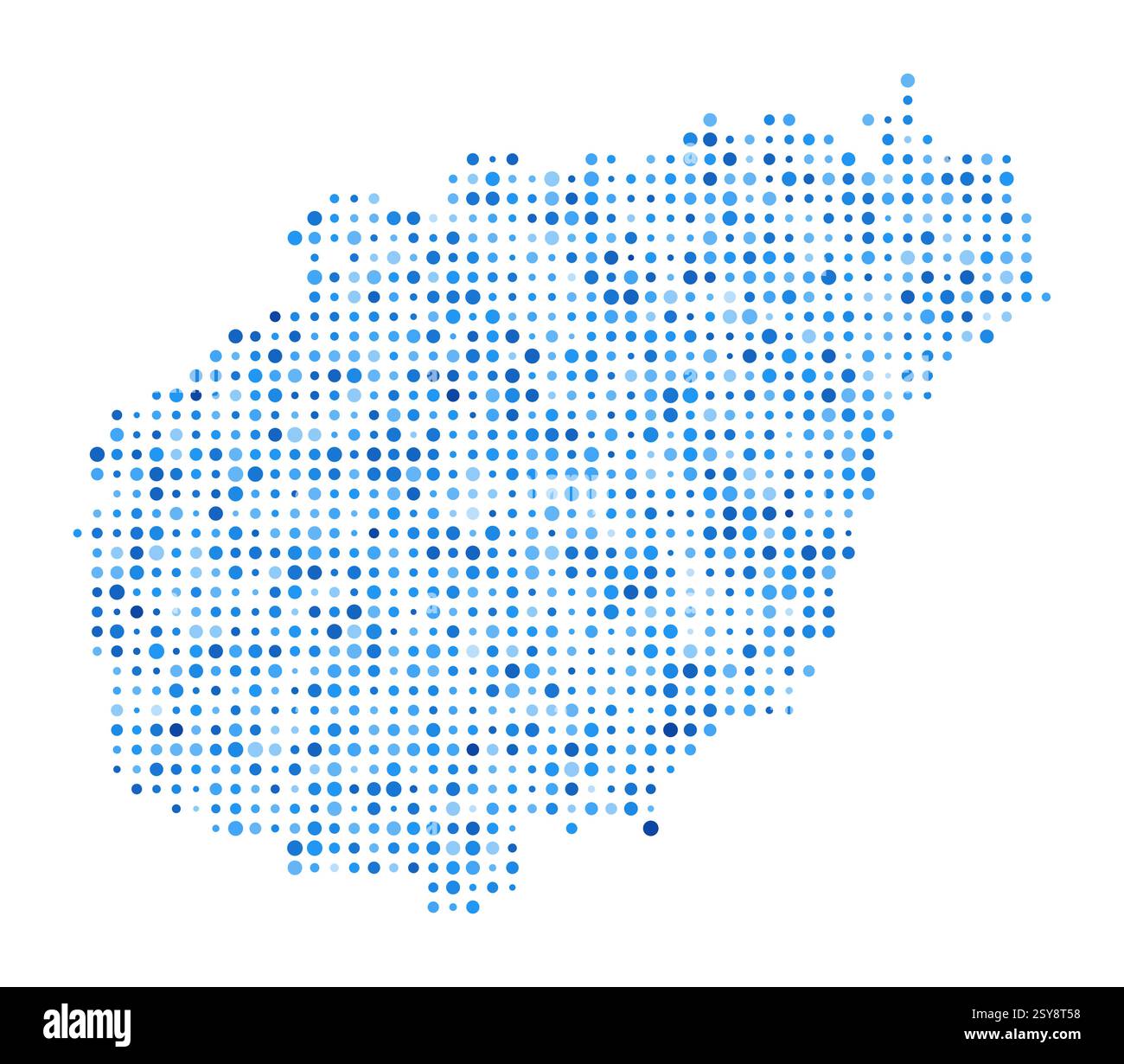 Hainan Dot Map. Digitale Inselform. Hainan Vektorbild. Blaue kreisförmige Punkte in Inselform. Moderne Vektorillustration. Stock Vektor