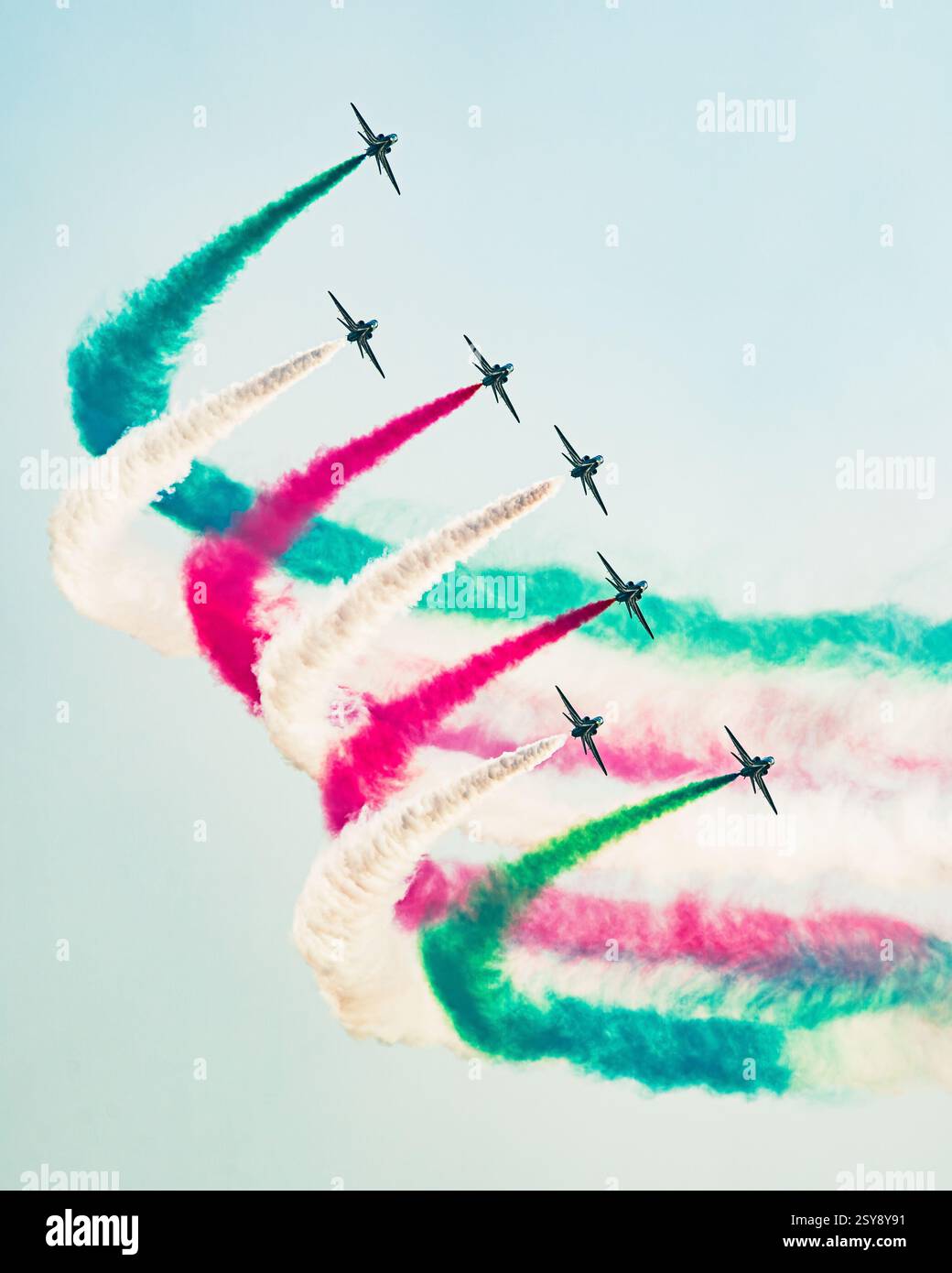 Bahrain International Circuit, Bahrain : Flugschau und Kunstflugschau der Flüge auf dem Bahrain International Circuit anlässlich der Bahrain Nationa Stockfoto