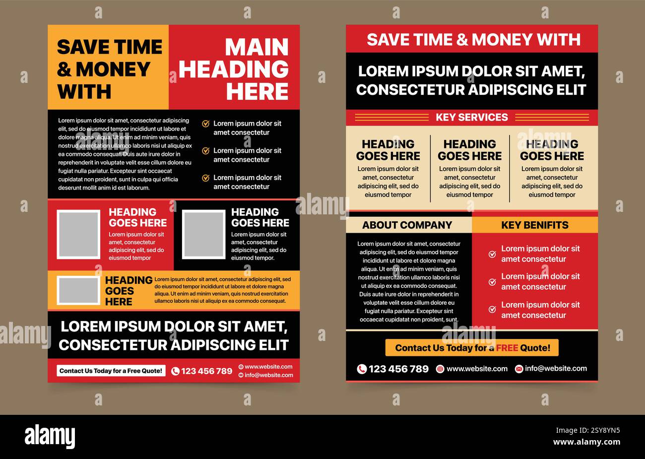 Poster im Vintage- und Retro-Farbschema - Flyer der alten Mode - Flyer-Designs im Retro-Stil Stock Vektor