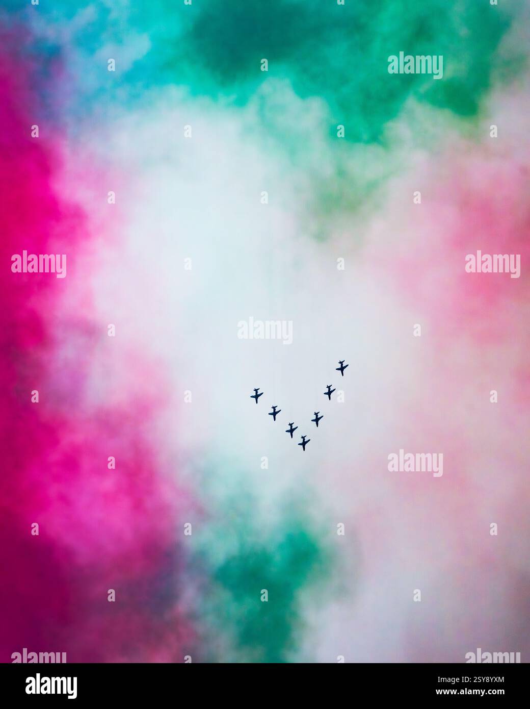 Bahrain International Circuit, Bahrain : Flugschau und Kunstflugschau der Flüge auf dem Bahrain International Circuit anlässlich der Bahrain Nationa Stockfoto